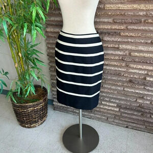 Talbots Black White Nautical Stripe Pencil Straight Skirt